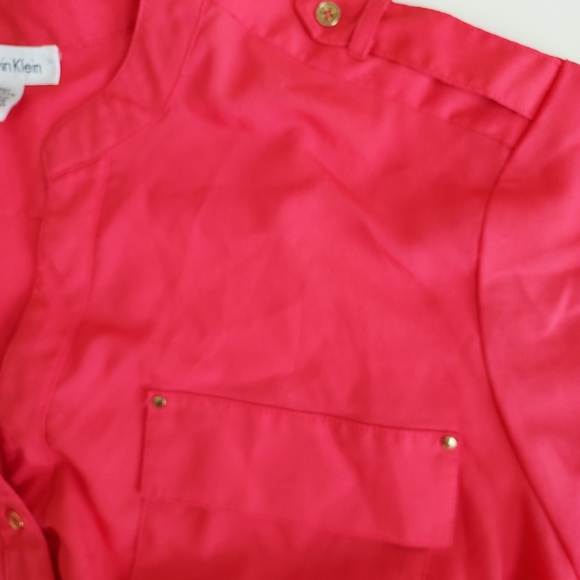 Calvin Klein Plus Ladies 3X Red Long Sleeve Button Down Blouse W/Pockets - Picture 10 of 11